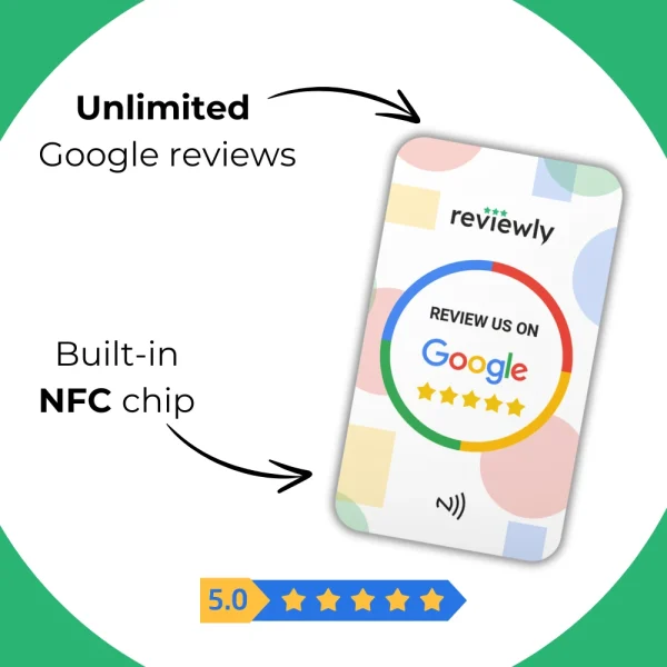 Unlimited Google reviews with the built-in NFC chip